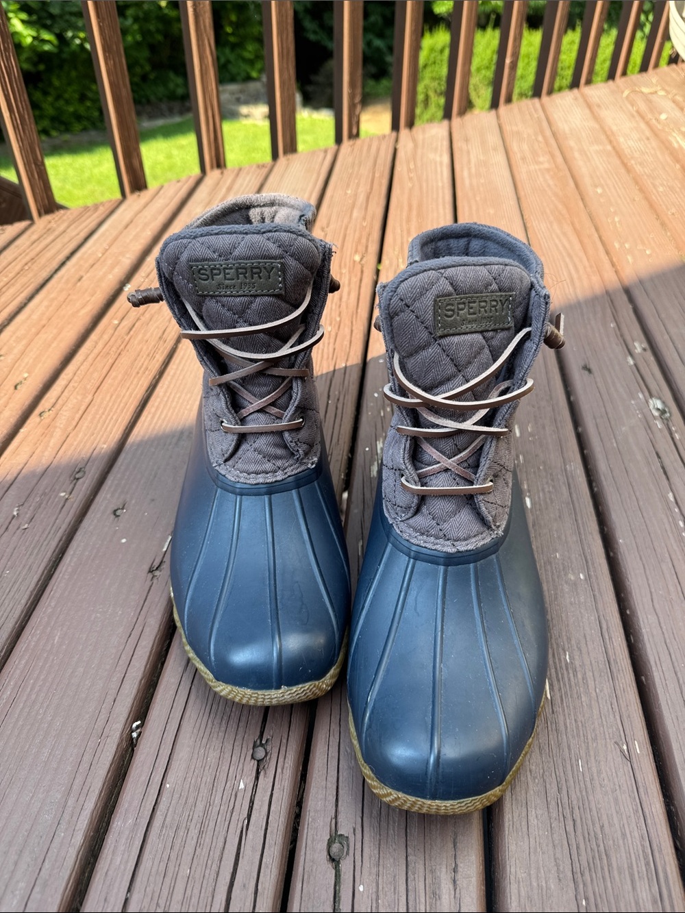 Sperry Saltwater Quilted Rain Duck Boots Sz 9.5